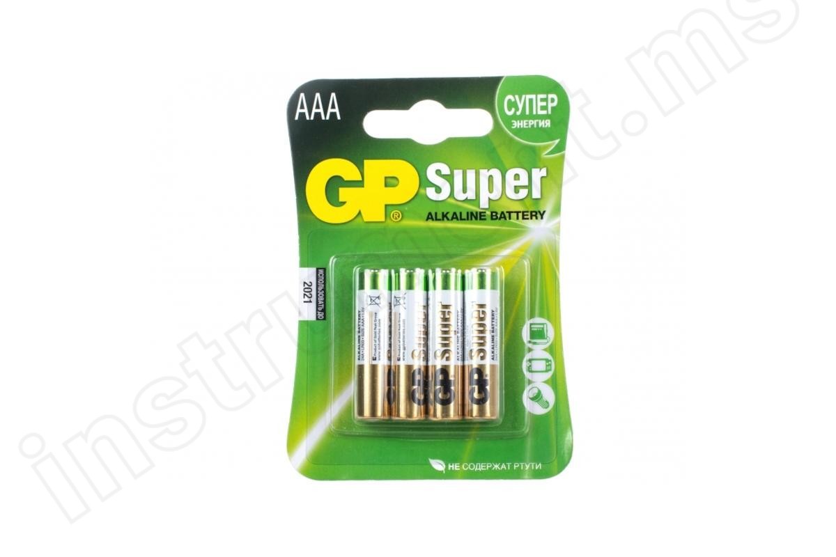 Батарейки GP Super Alkaline, LR03 ААA, 4шт - фото 1